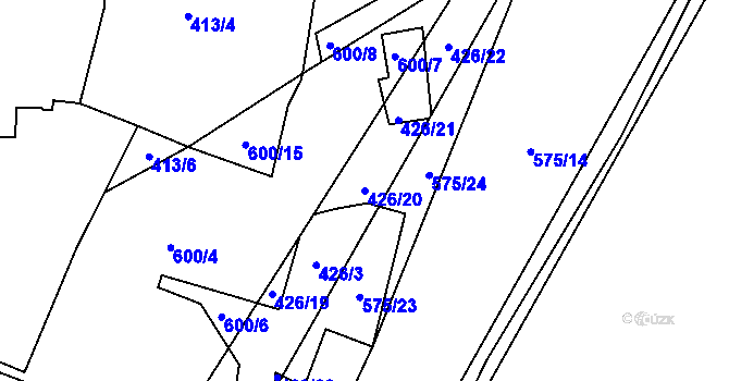 Parcela st. 426/20 v KÚ Hostomice nad Bílinou, Katastrální mapa