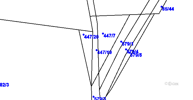 Parcela st. 447/19 v KÚ Hostomice nad Bílinou, Katastrální mapa
