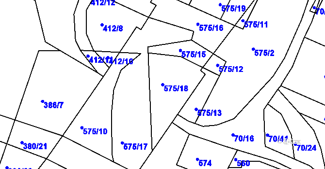 Parcela st. 575/18 v KÚ Hostomice nad Bílinou, Katastrální mapa