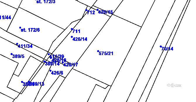 Parcela st. 575/21 v KÚ Hostomice nad Bílinou, Katastrální mapa