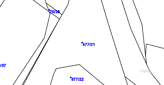Parcela st. 577/21 v KÚ Hostomice nad Bílinou, Katastrální mapa