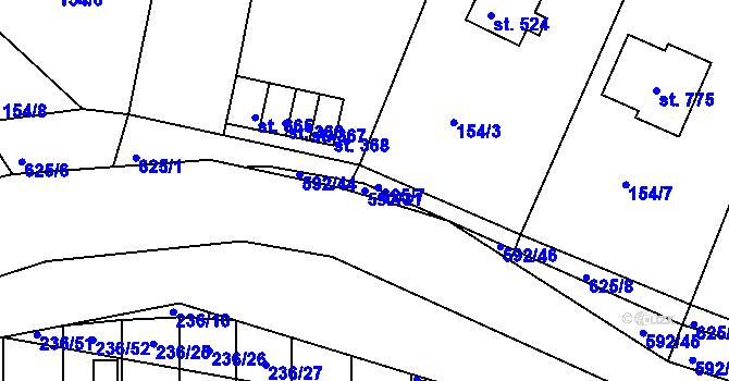 Parcela st. 592/31 v KÚ Hostomice nad Bílinou, Katastrální mapa