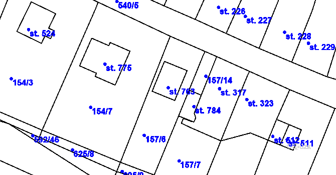 Parcela st. 763 v KÚ Hostomice nad Bílinou, Katastrální mapa