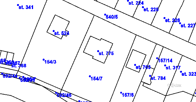 Parcela st. 775 v KÚ Hostomice nad Bílinou, Katastrální mapa