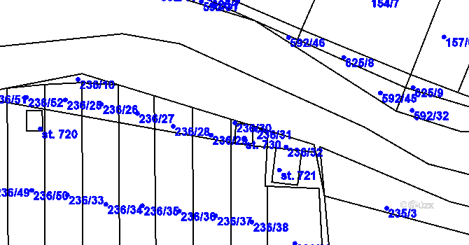 Parcela st. 236/30 v KÚ Hostomice nad Bílinou, Katastrální mapa