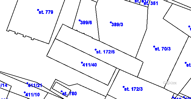 Parcela st. 172/5 v KÚ Hostomice nad Bílinou, Katastrální mapa