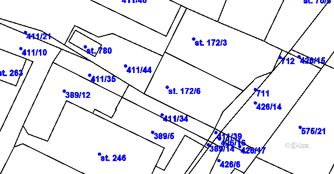 Parcela st. 172/6 v KÚ Hostomice nad Bílinou, Katastrální mapa