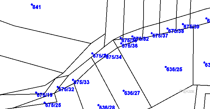 Parcela st. 675/34 v KÚ Hostouň u Prahy, Katastrální mapa