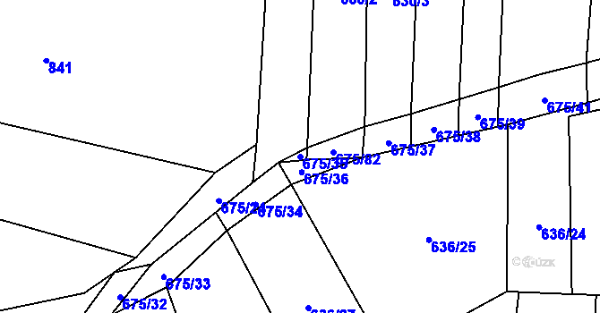 Parcela st. 675/35 v KÚ Hostouň u Prahy, Katastrální mapa