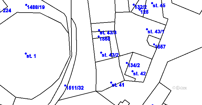 Parcela st. 43/2 v KÚ Hostouň u Prahy, Katastrální mapa
