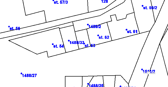 Parcela st. 63 v KÚ Hostouň u Prahy, Katastrální mapa