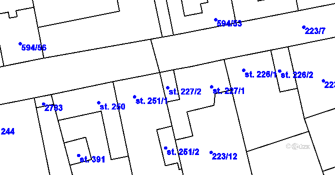 Parcela st. 227/2 v KÚ Hostouň u Prahy, Katastrální mapa