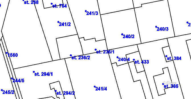 Parcela st. 236/1 v KÚ Hostouň u Prahy, Katastrální mapa