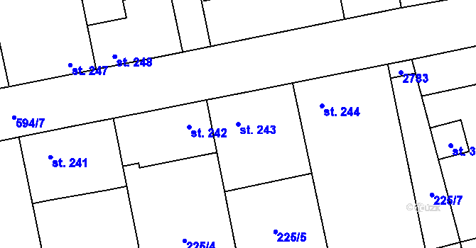 Parcela st. 243 v KÚ Hostouň u Prahy, Katastrální mapa