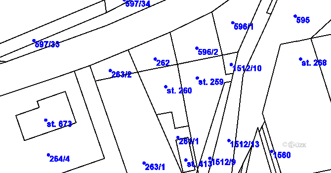 Parcela st. 260 v KÚ Hostouň u Prahy, Katastrální mapa