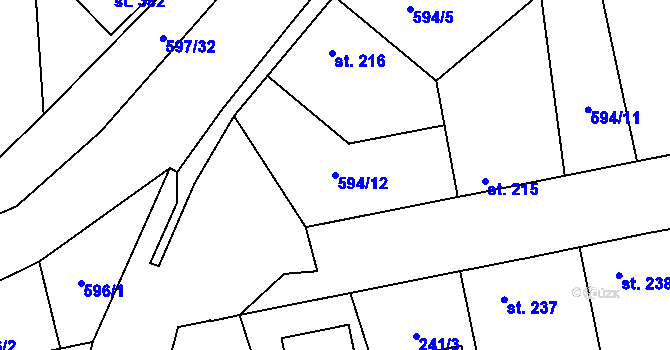 Parcela st. 594/12 v KÚ Hostouň u Prahy, Katastrální mapa