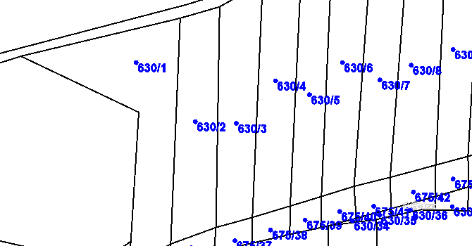 Parcela st. 630/3 v KÚ Hostouň u Prahy, Katastrální mapa