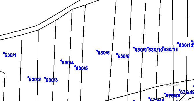 Parcela st. 630/6 v KÚ Hostouň u Prahy, Katastrální mapa