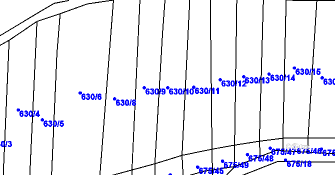 Parcela st. 630/10 v KÚ Hostouň u Prahy, Katastrální mapa