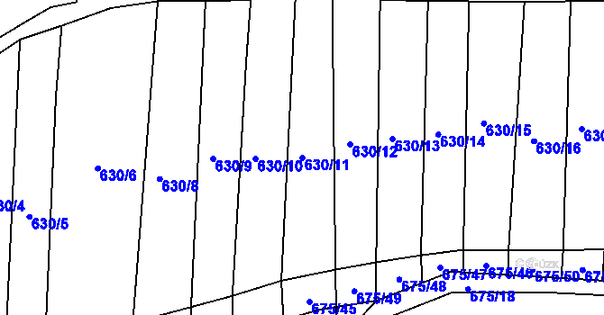 Parcela st. 630/11 v KÚ Hostouň u Prahy, Katastrální mapa