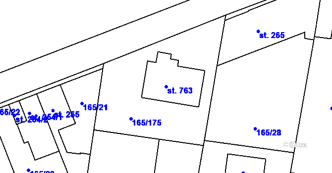 Parcela st. 763 v KÚ Hostouň u Prahy, Katastrální mapa