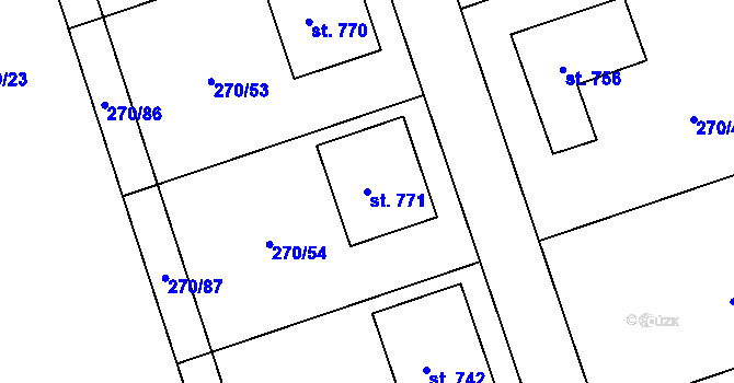 Parcela st. 771 v KÚ Hostouň u Prahy, Katastrální mapa