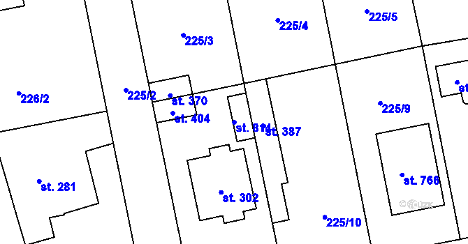Parcela st. 814 v KÚ Hostouň u Prahy, Katastrální mapa