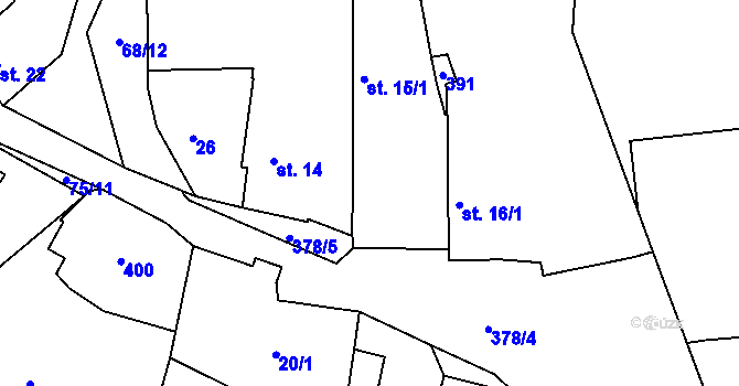 Parcela st. 15/1 v KÚ Horoušany u Hostouně, Katastrální mapa