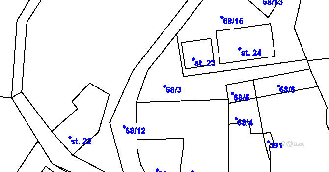 Parcela st. 68/3 v KÚ Horoušany u Hostouně, Katastrální mapa