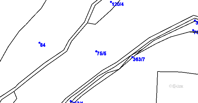 Parcela st. 75/5 v KÚ Horoušany u Hostouně, Katastrální mapa