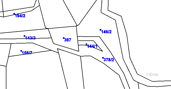 Parcela st. 144/1 v KÚ Horoušany u Hostouně, Katastrální mapa