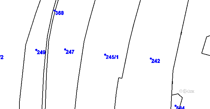 Parcela st. 245/1 v KÚ Horoušany u Hostouně, Katastrální mapa