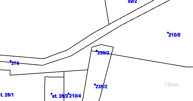 Parcela st. 239/3 v KÚ Horoušany u Hostouně, Katastrální mapa