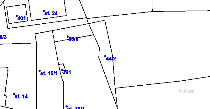 Parcela st. 42/5 v KÚ Horoušany u Hostouně, Katastrální mapa