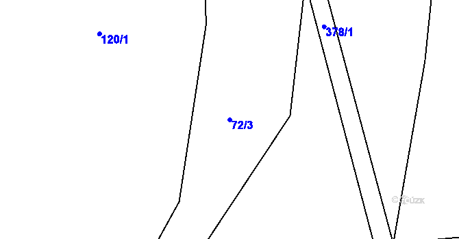 Parcela st. 72/3 v KÚ Horoušany u Hostouně, Katastrální mapa