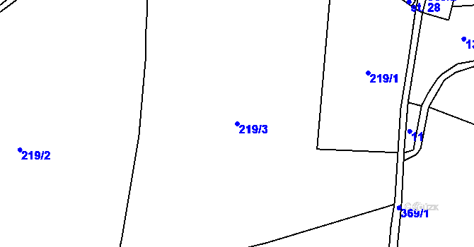 Parcela st. 219/3 v KÚ Horoušany u Hostouně, Katastrální mapa