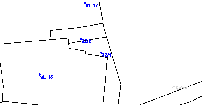 Parcela st. 32/1 v KÚ Horoušany u Hostouně, Katastrální mapa