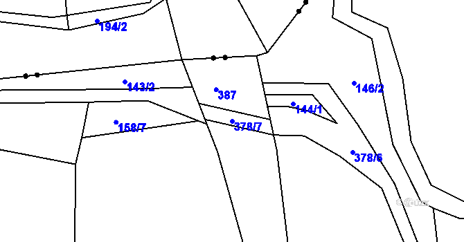 Parcela st. 378/7 v KÚ Horoušany u Hostouně, Katastrální mapa