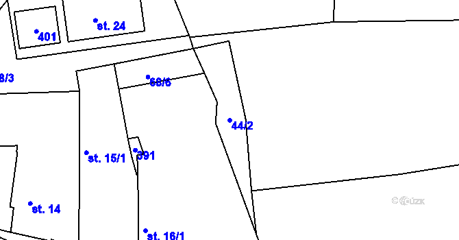 Parcela st. 44/2 v KÚ Horoušany u Hostouně, Katastrální mapa