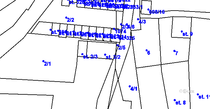 Parcela st. 2/2 v KÚ Hostouň u Horšovského Týna, Katastrální mapa