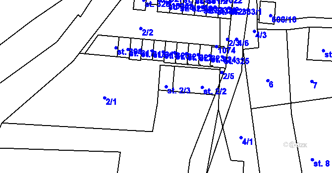 Parcela st. 2/3 v KÚ Hostouň u Horšovského Týna, Katastrální mapa