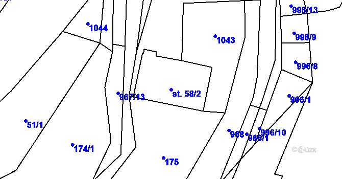 Parcela st. 58/2 v KÚ Hostouň u Horšovského Týna, Katastrální mapa