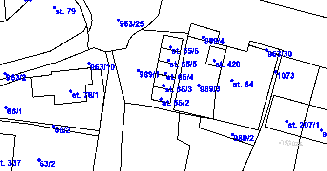 Parcela st. 65/3 v KÚ Hostouň u Horšovského Týna, Katastrální mapa