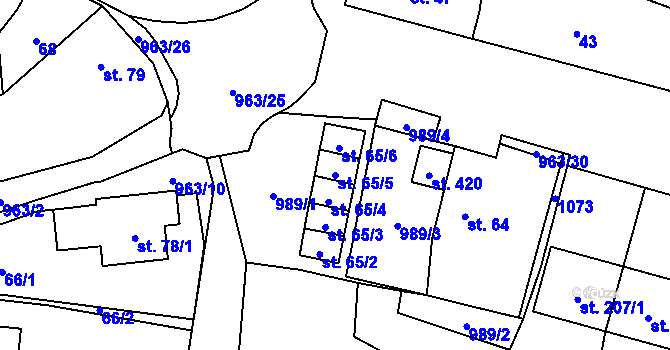 Parcela st. 65/5 v KÚ Hostouň u Horšovského Týna, Katastrální mapa