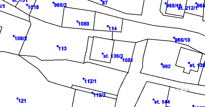 Parcela st. 136/3 v KÚ Hostouň u Horšovského Týna, Katastrální mapa