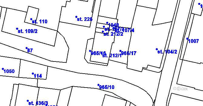 Parcela st. 212/1 v KÚ Hostouň u Horšovského Týna, Katastrální mapa