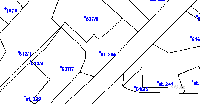Parcela st. 245 v KÚ Hostouň u Horšovského Týna, Katastrální mapa