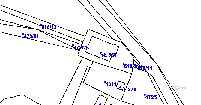 Parcela st. 365 v KÚ Hostouň u Horšovského Týna, Katastrální mapa