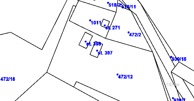 Parcela st. 397 v KÚ Hostouň u Horšovského Týna, Katastrální mapa