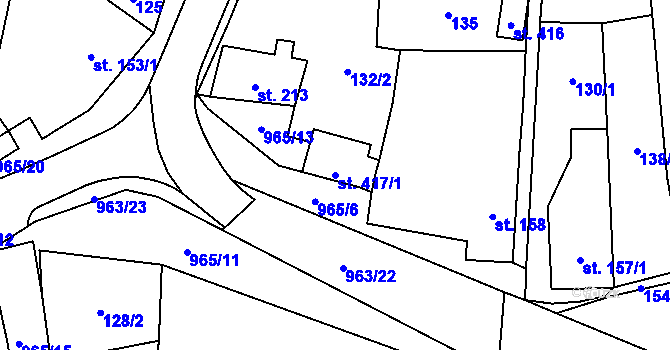 Parcela st. 417/1 v KÚ Hostouň u Horšovského Týna, Katastrální mapa